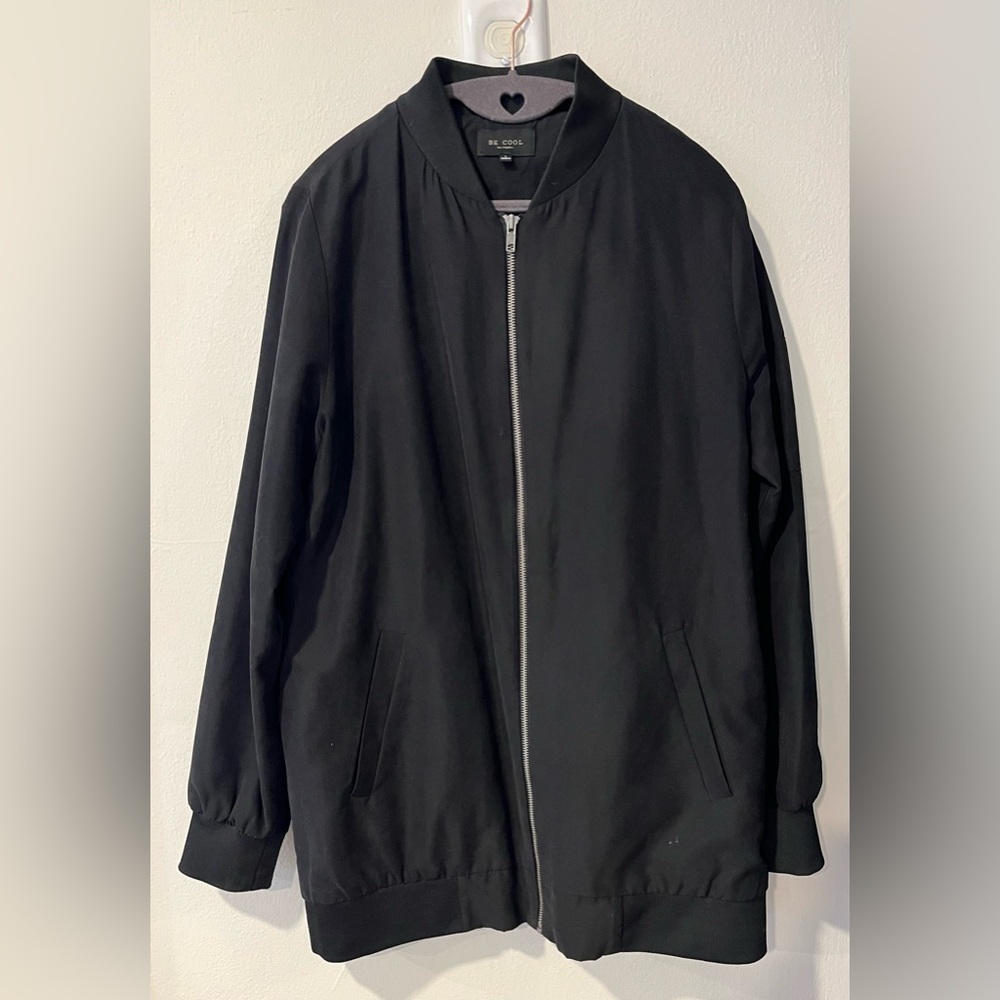 BE COOL Long Black Bomber Jacket